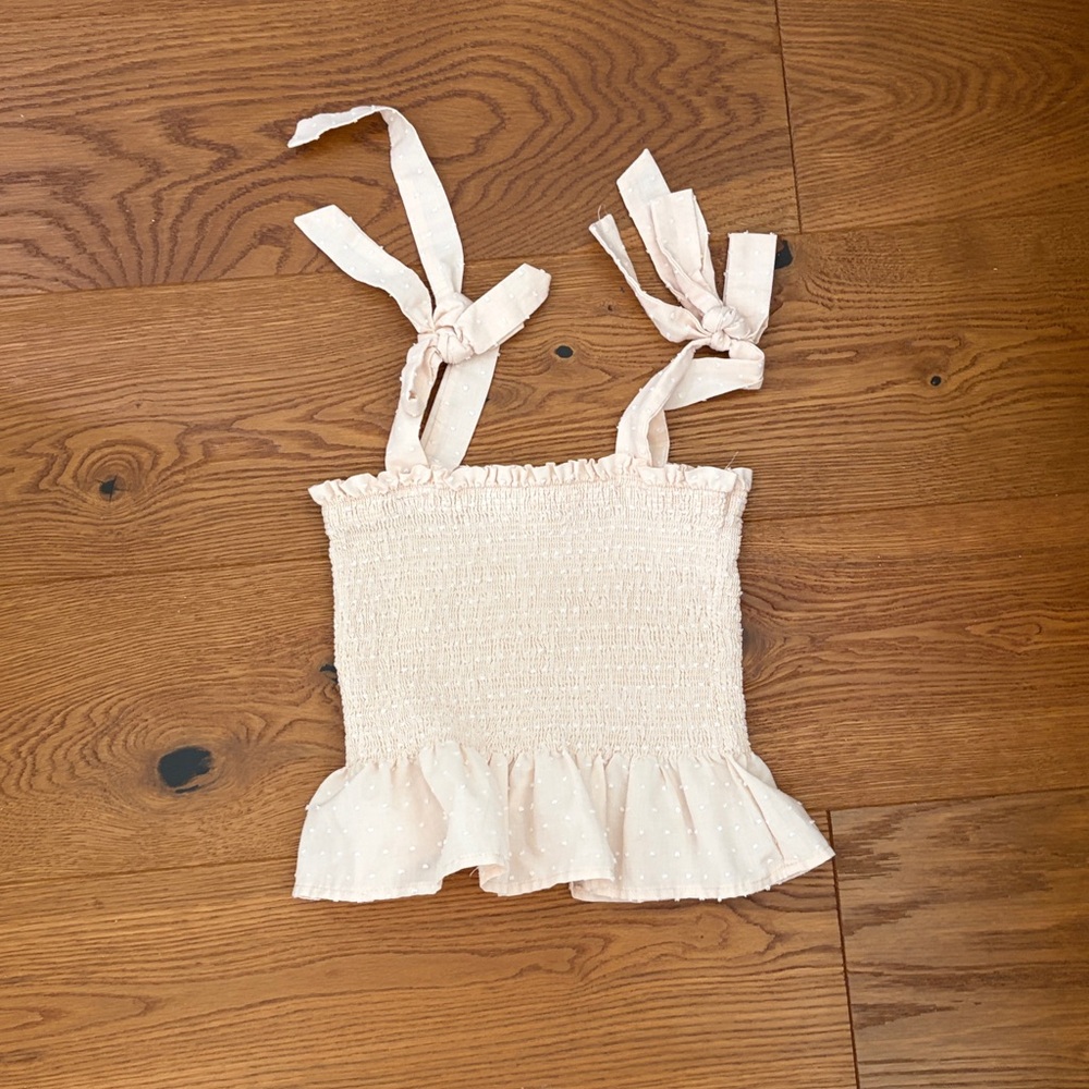 Pink Ruffled Smocked Tank Top